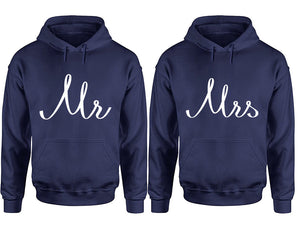 Mr and Mrs hoodies, Matching couple hoodies, Navy Blue pullover hoodies