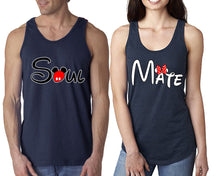 將圖片載入圖庫檢視器 Soul Mate  matching couple tank tops. Couple shirts, Navy Blue tank top for men, tank top for women. Cute shirts.
