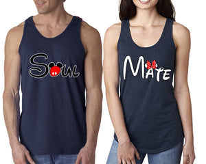 Soul Mate  matching couple tank tops. Couple shirts, Navy Blue tank top for men, tank top for women. Cute shirts.