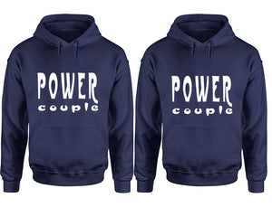 Power Couple hoodies, Matching couple hoodies, Navy Blue pullover hoodies