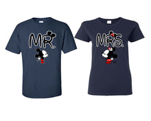 將圖片載入圖庫檢視器 Mr Mrs matching couple shirts.Couple shirts, Navy Blue t shirts for men, t shirts for women. Couple matching shirts.
