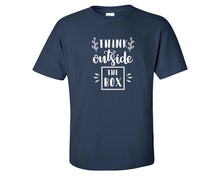 將圖片載入圖庫檢視器 Think Outside The Box custom t shirts, graphic tees. Navy Blue t shirts for men. Navy Blue t shirt for mens, tee shirts.
