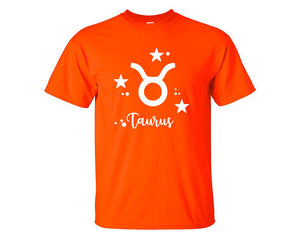 Taurus custom t shirts, graphic tees. Orange t shirts for men. Orange t shirt for mens, tee shirts.