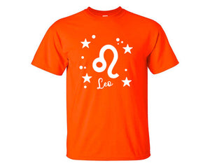Leo custom t shirts, graphic tees. Orange t shirts for men. Orange t shirt for mens, tee shirts.