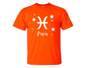 Pisces custom t shirts, graphic tees. Orange t shirts for men. Orange t shirt for mens, tee shirts.