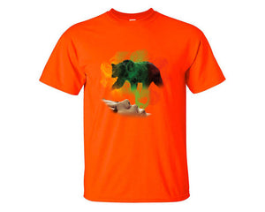 Woman Rasta Smoke Bear custom t shirts, graphic tees. Orange t shirts for men. Orange t shirt for mens, tee shirts.