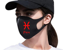 Load image into Gallery viewer, Pisces Silk Cotton face mask with Red color design. Washable, reusable face mask.

