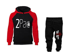 Load image into Gallery viewer, Rap Hip-Hop R&amp;B outfits bottom and top, Red Black hoodies for men, Red Black mens joggers. Hoodie and jogger pants for mens
