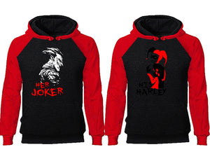 Her Joker His Harley couple hoodies, raglan hoodie. Red Black hoodie mens, Red Black red hoodie womens. 