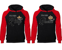 將圖片載入圖庫檢視器 King Queen couple hoodies, raglan hoodie. Red Black hoodie mens, Red Black red hoodie womens. 
