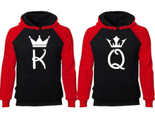 將圖片載入圖庫檢視器 King Queen couple hoodies, raglan hoodie. Red Black hoodie mens, Red Black red hoodie womens. 
