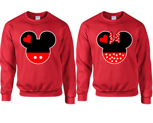 Mickey and Minnie couple sweatshirts. Red sweaters for men, sweaters for women. Sweat shirt. Matching sweatshirts for couples