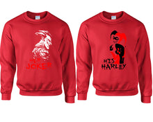 Charger l&#39;image dans la galerie, Her Joker His Harley couple sweatshirts. Red sweaters for men, sweaters for women. Sweat shirt. Matching sweatshirts for couples
