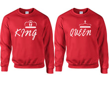 將圖片載入圖庫檢視器 King and Queen couple sweatshirts. Red sweaters for men, sweaters for women. Sweat shirt. Matching sweatshirts for couples
