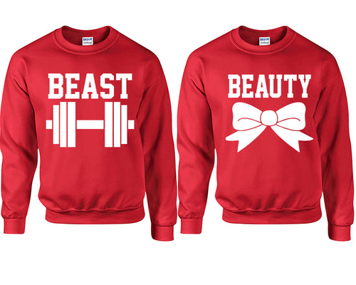 Beast Beauty couple sweatshirts. Red sweaters for men, sweaters for women. Sweat shirt. Matching sweatshirts for couples