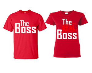 The Boss The Real Boss matching couple shirts.Couple shirts, Red t shirts for men, t shirts for women. Couple matching shirts.