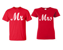 Cargar imagen en el visor de la galería, Mr and Mrs matching couple shirts.Couple shirts, Red t shirts for men, t shirts for women. Couple matching shirts.
