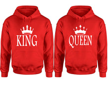 Load image into Gallery viewer, King and Queen hoodies, Matching couple hoodies, Red pullover hoodies
