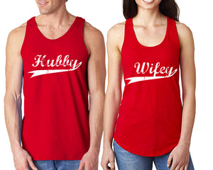 Hubby Wifey  matching couple tank tops. Couple shirts, Red tank top for men, tank top for women. Cute shirts.