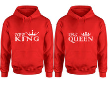 Load image into Gallery viewer, Her King and His Queen hoodies, Matching couple hoodies, Red pullover hoodies
