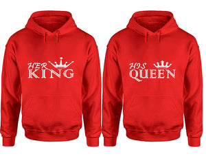 Her King and His Queen hoodies, Matching couple hoodies, Red pullover hoodies