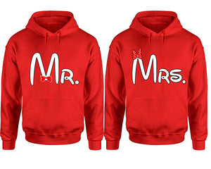 Mr Mrs hoodie, Matching couple hoodies, Red pullover hoodies. Couple jogger pants and hoodies set.