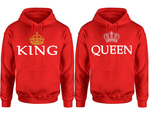 King Queen hoodie, Matching couple hoodies, Red pullover hoodies. Couple jogger pants and hoodies set.