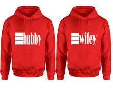 Load image into Gallery viewer, Hubby and Wifey hoodies, Matching couple hoodies, Red pullover hoodies
