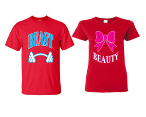 Beast Beauty matching couple shirts.Couple shirts, Red t shirts for men, t shirts for women. Couple matching shirts.