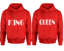 Cargar imagen en el visor de la galería, King and Queen hoodies, Matching couple hoodies, Red pullover hoodies
