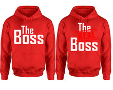 將圖片載入圖庫檢視器 The Boss The Real Boss hoodie, Matching couple hoodies, Red pullover hoodies. Couple jogger pants and hoodies set.
