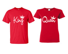 Cargar imagen en el visor de la galería, King Queen matching couple shirts.Couple shirts, Red t shirts for men, t shirts for women. Couple matching shirts.
