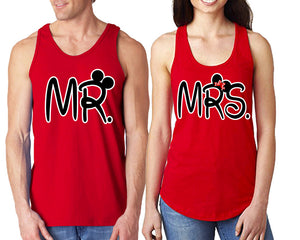 Mr Mrs  matching couple tank tops. Couple shirts, Red tank top for men, tank top for women. Cute shirts.