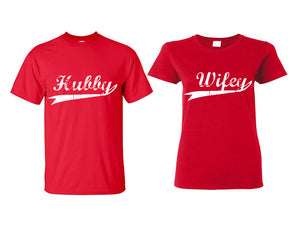 Hubby Wifey matching couple shirts.Couple shirts, Red t shirts for men, t shirts for women. Couple matching shirts.