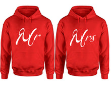 Görseli Galeri görüntüleyiciye yükleyin, Mr and Mrs hoodies, Matching couple hoodies, Red pullover hoodies
