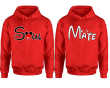 Cargar imagen en el visor de la galería, Soul Mate hoodie, Matching couple hoodies, Red pullover hoodies. Couple jogger pants and hoodies set.
