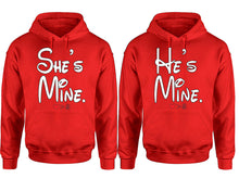 將圖片載入圖庫檢視器 She&#39;s Mine He&#39;s Mine hoodie, Matching couple hoodies, Red pullover hoodies. Couple jogger pants and hoodies set.
