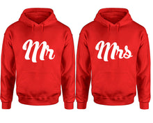 Cargar imagen en el visor de la galería, Mr and Mrs hoodies, Matching couple hoodies, Red pullover hoodies
