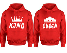 Load image into Gallery viewer, King and Queen hoodies, Matching couple hoodies, Red pullover hoodies
