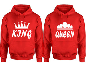 King and Queen hoodies, Matching couple hoodies, Red pullover hoodies