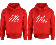 Görseli Galeri görüntüleyiciye yükleyin, Mr and Mrs hoodies, Matching couple hoodies, Red pullover hoodies
