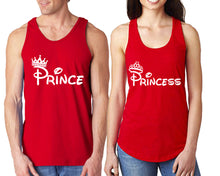 將圖片載入圖庫檢視器 Prince Princess  matching couple tank tops. Couple shirts, Red tank top for men, tank top for women. Cute shirts.
