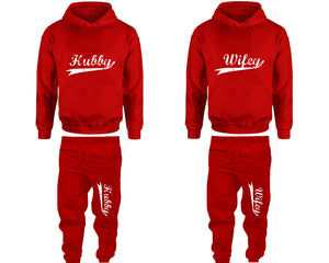 Hubby and Wifey matching top and bottom set, Red hoodie and sweatpants sets for mens hoodie and jogger set womens. Matching couple joggers.