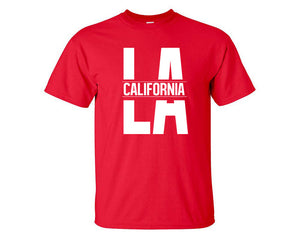LA California custom t shirts, graphic tees. Red t shirts for men. Red t shirt for mens, tee shirts.