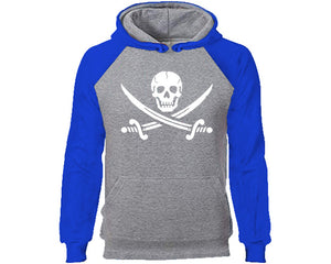 Jolly Roger designer hoodies. Royal Blue Grey Hoodie, hoodies for men, unisex hoodies
