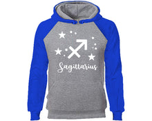 Load image into Gallery viewer, Sagittarius Zodiac Sign hoodie. Royal Blue Grey Hoodie, hoodies for men, unisex hoodies
