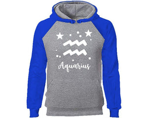 Aquarius Zodiac Sign hoodie. Royal Blue Grey Hoodie, hoodies for men, unisex hoodies