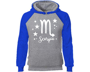 Scorpio Zodiac Sign hoodie. Royal Blue Grey Hoodie, hoodies for men, unisex hoodies