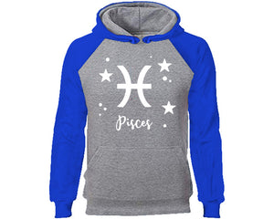Pisces Zodiac Sign hoodie. Royal Blue Grey Hoodie, hoodies for men, unisex hoodies