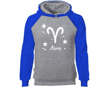 將圖片載入圖庫檢視器 Aries Zodiac Sign hoodie. Royal Blue Grey Hoodie, hoodies for men, unisex hoodies
